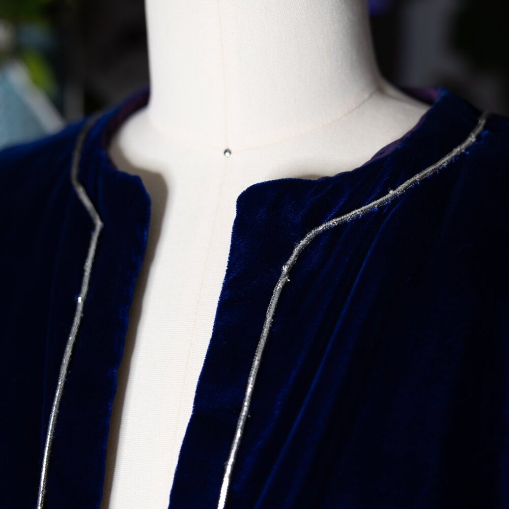 Vintage Handmade Royal Blue Velvet Bolero Jacket (Small)